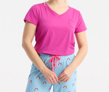 Little Blue House Women's Rose Violet V-Neck Tee In A Bag
